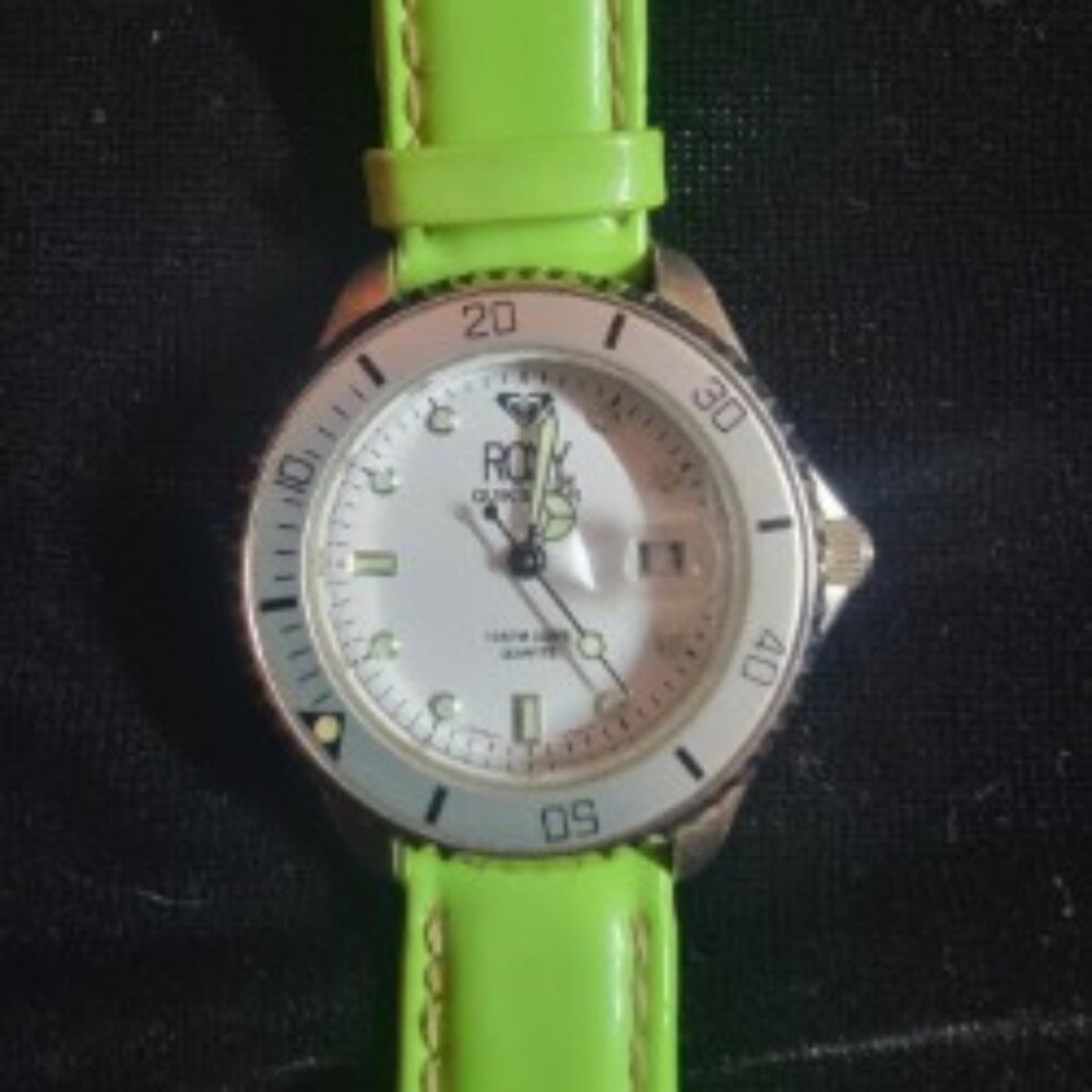 Roxy RX1000 Women’s Watch | Original Lime Green Leather Band | Quartz